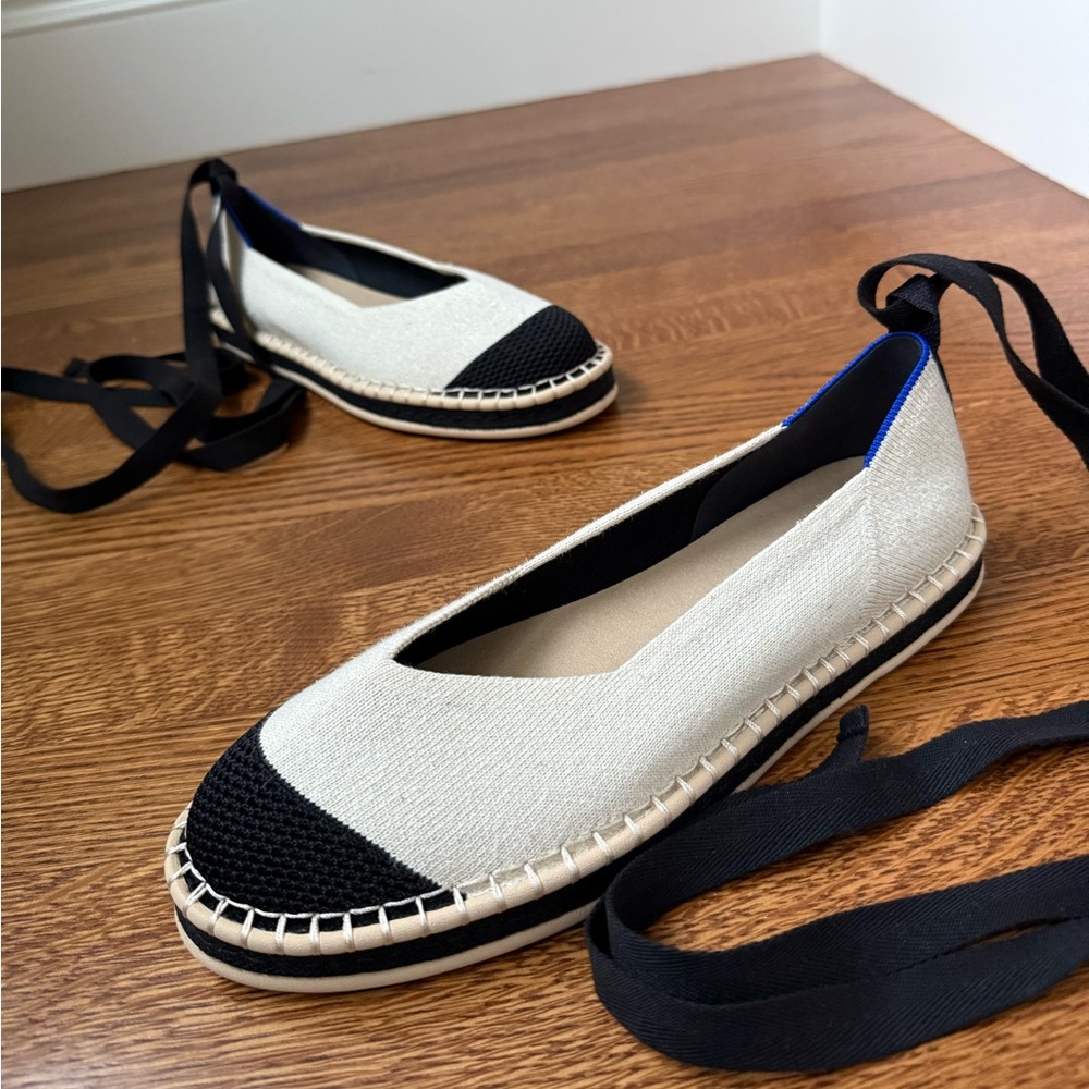 ROTHY’S Boardwalk Espadrilles Slip On Wrap Lace Up Flats Colorblock Comfort 9.5